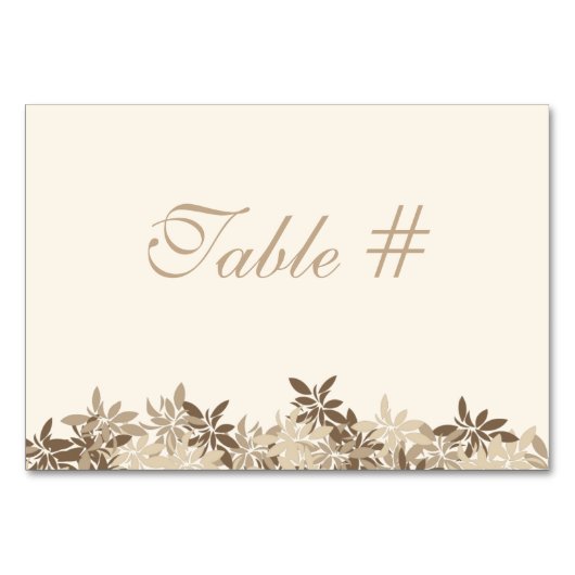 Tischnummer von stilisierten Tan- und Braunblumenb (Vorderseite)