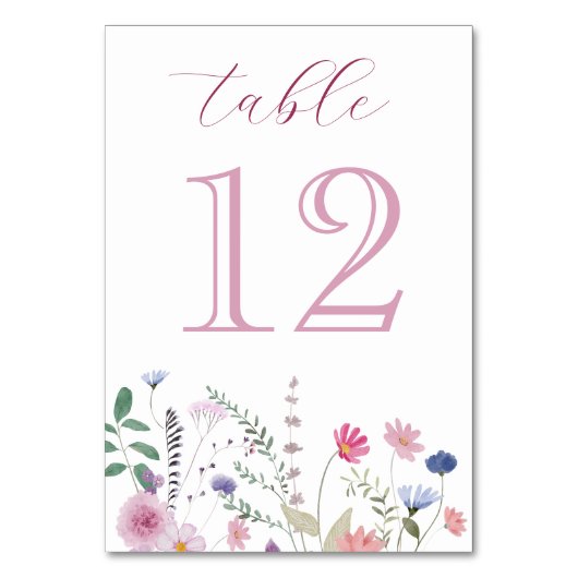 Tischnummer von Wildblumen (Rückseite)