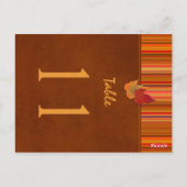 Tischnummer von zwei Seiten im Herbst und Streifen (Rückseite)