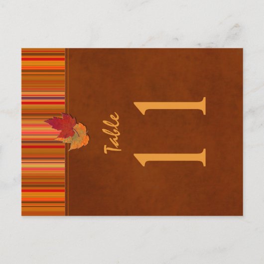 Tischnummer von zwei Seiten im Herbst und Streifen (Vorderseite)