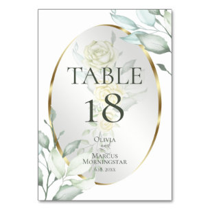 Tischnummer   Wasserfarbe Elfenbeingelbe Rose