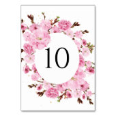 Tischnummer Wasserfarben Rosa Blumenmuster (Rückseite)