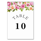 Tischnummer Wasserfarben Rosa Blumenmuster (Rückseite)