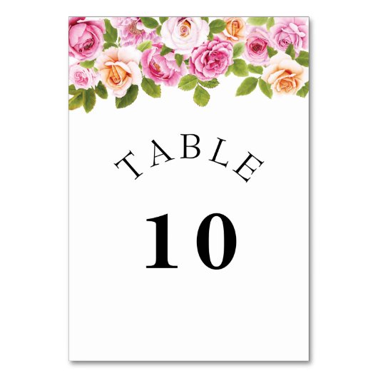 Tischnummer Wasserfarben Rosa Blumenmuster (Rückseite)