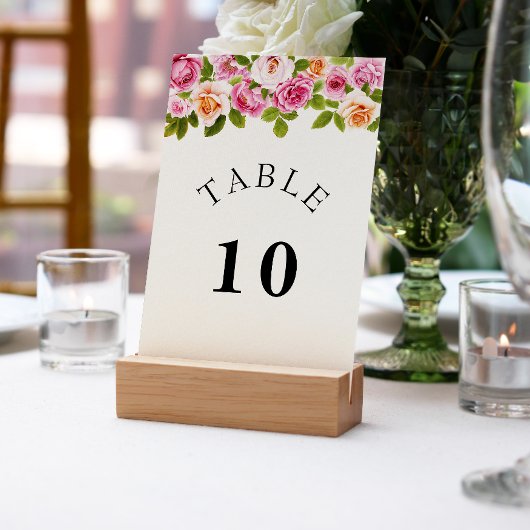 Tischnummer Wasserfarben Rosa Blumenmuster