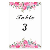 Tischnummer Wasserfarben Rosa Blumenmuster (Vorderseite)