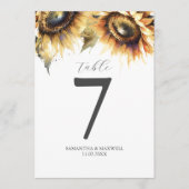 Tischnummer Wasserfarben Sonnenblumen (Vorderseite)