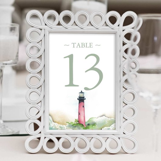 Tischnummer Watercolor Beach Hochzeit 4x6 Fotodruck