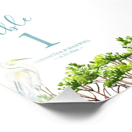 Tischnummer Watercolor Beach Hochzeit 4x6 Fotodruck (Ecke)