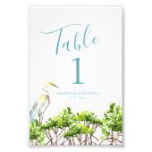 Tischnummer Watercolor Beach Hochzeit 4x6 Fotodruck (Vorne)