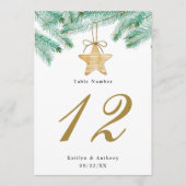 Tischnummer Watercolor Pine Bough Winter Wedding (Vorderseite)