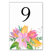Tischnummer Watercolor Pink Tulip Wedding Card (Rückseite)