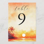 Tischnummer Watercolor Tropical Beach Sunset (Rückseite)