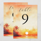 Tischnummer Watercolor Tropical Beach Sunset (Vorne/Hinten)