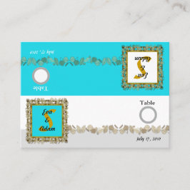 Tischnummer Wedding Blue Gold Leaf Platzkarte