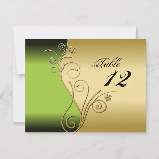 Tischnummer Wedding Card - Classy Green & Gold (Vorderseite)