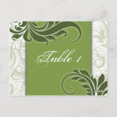 Tischnummer Wedding Card - Elegante grüne Wirbel (Rückseite)