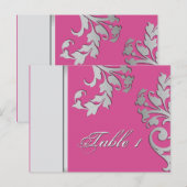 Tischnummer Wedding Card - Fuschia & Silver (Vorne/Hinten)