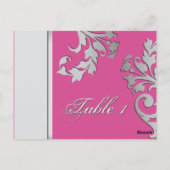 Tischnummer Wedding Card - Fuschia & Silver (Rückseite)