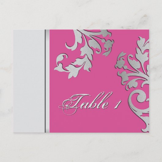 Tischnummer Wedding Card - Fuschia & Silver (Vorderseite)