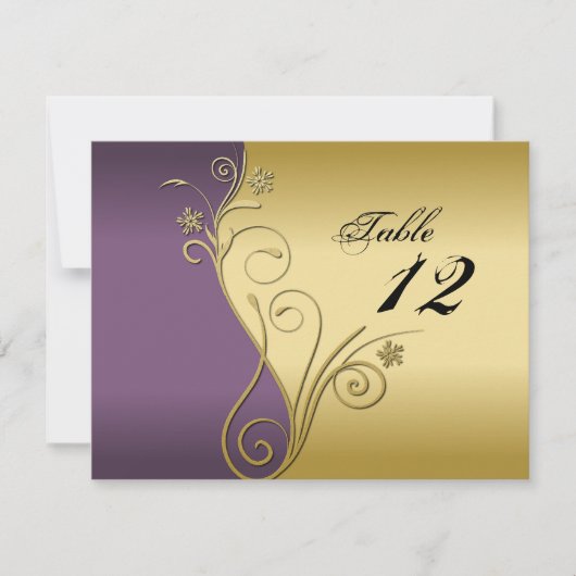 Tischnummer Wedding Card - Klassisch Lila & Gold (Vorderseite)