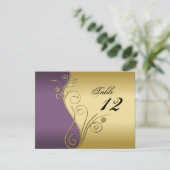 Tischnummer Wedding Card - Klassisch Lila & Gold (Stehend Vorderseite)
