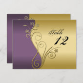 Tischnummer Wedding Card - Klassisch Lila & Gold (Vorne/Hinten)
