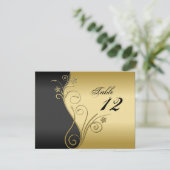 Tischnummer Wedding Card - Klassisches Black & Gol (Stehend Vorderseite)