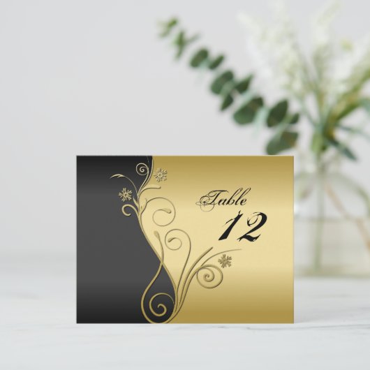 Tischnummer Wedding Card - Klassisches Black & Gol (Stehend Vorderseite)