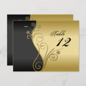 Tischnummer Wedding Card - Klassisches Black & Gol (Vorne/Hinten)