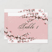 Tischnummer Wedding Card - Rosa Kirschblossom (Vorne/Hinten)