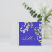 Tischnummer Wedding Card - Royal Blue & Silver (Stehend Vorderseite)