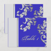 Tischnummer Wedding Card - Royal Blue & Silver (Vorne/Hinten)