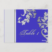 Tischnummer Wedding Card - Royal Blue & Silver (Rückseite)