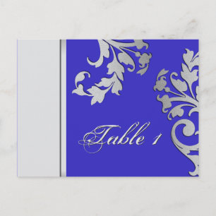 Tischnummer Wedding Card - Royal Blue & Silver