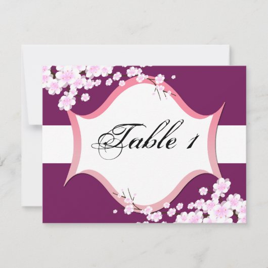 Tischnummer Wedding Card - Sangria Weiße Blüten (Vorderseite)
