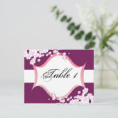 Tischnummer Wedding Card - Sangria Weiße Blüten (Stehend Vorderseite)