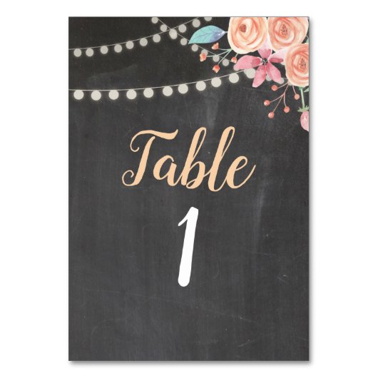 Tischnummer Wedding Coral Peach Blume Floral (Rückseite)