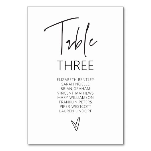 Tischnummer Wedding Guest Seating Card G400 (Vorderseite)
