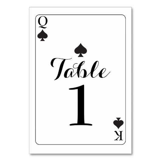 Tischnummer Wedding K Q Ace Spades Spielkarten (Vorderseite)