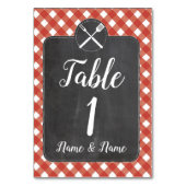 Tischnummer Wedding Red Gingham Chalk GRILLEN (Vorderseite)