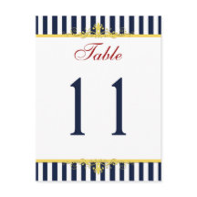 Tischnummer, weiß, gelb, rot gestrichen