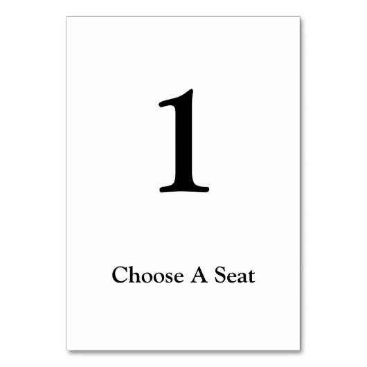 Tischnummer Weiß/Schwarz (Vorderseite)