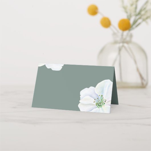 Tischnummer White Apple Blossom Hochzeit Platzkarte (Rückseite)