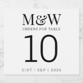 Tischnummer White Black Monogram Wedding Alkoholflaschenetikett (Einzelnes Label)