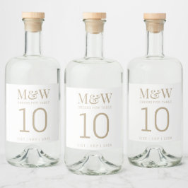 Tischnummer White Gold Monogram Wedding Alkoholflaschenetikett