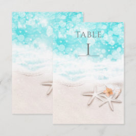 Tischnummer "White Sandy Beach Starfish Blue Ocean