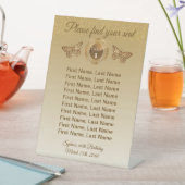 Tischnummer-Zeichen für Schmetterlinge und Gold-Gl Sockelschild (In Situ)