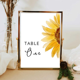 Tischnummer zur Hochzeit von Sonnenblumen
