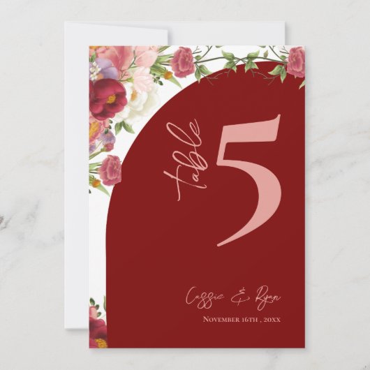 Tischnummer zur Hochzeitsfeier in Roter Pfanne (Vorderseite)